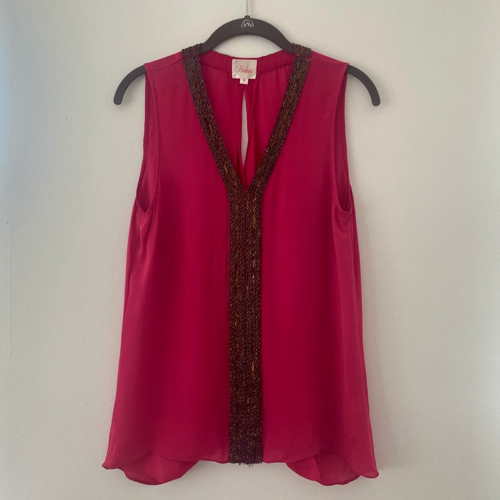 Parker Open Back Silk Blouse with Chain Detail